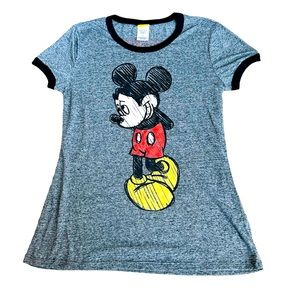 Disney Mickey Mouse Top T-Shirt Women’s Juniors Size 11/13 M / L Gray Super Soft